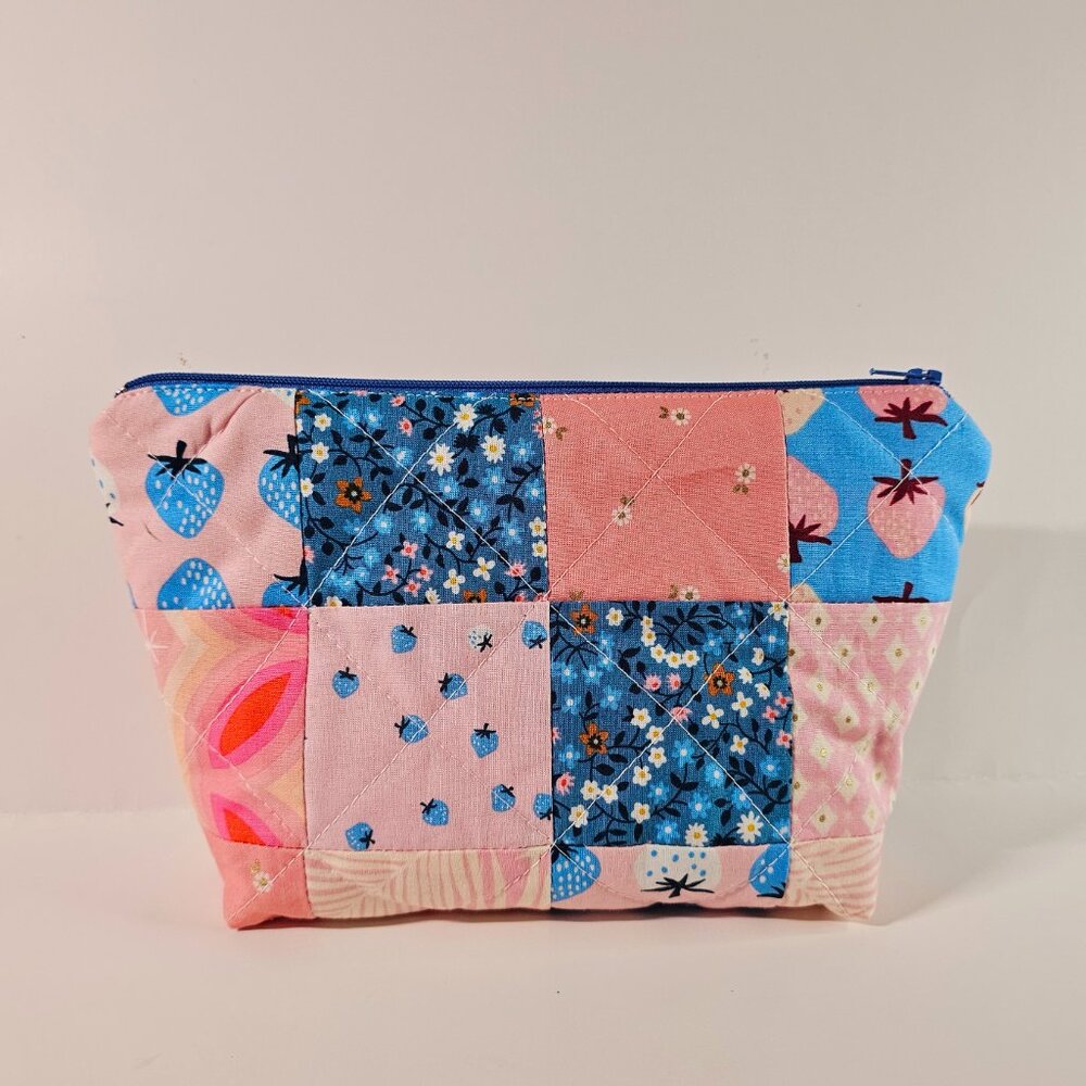 Ruby Star Society Patchwork Zipper Pouch: Handmade Quilted Cosmetic Bag - Picture 3 of 4